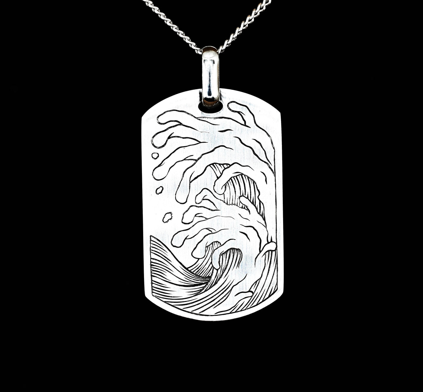 Japanese Finger Wave Dogtag Pendant
