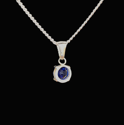 Blue spinel sterling silver pendant back