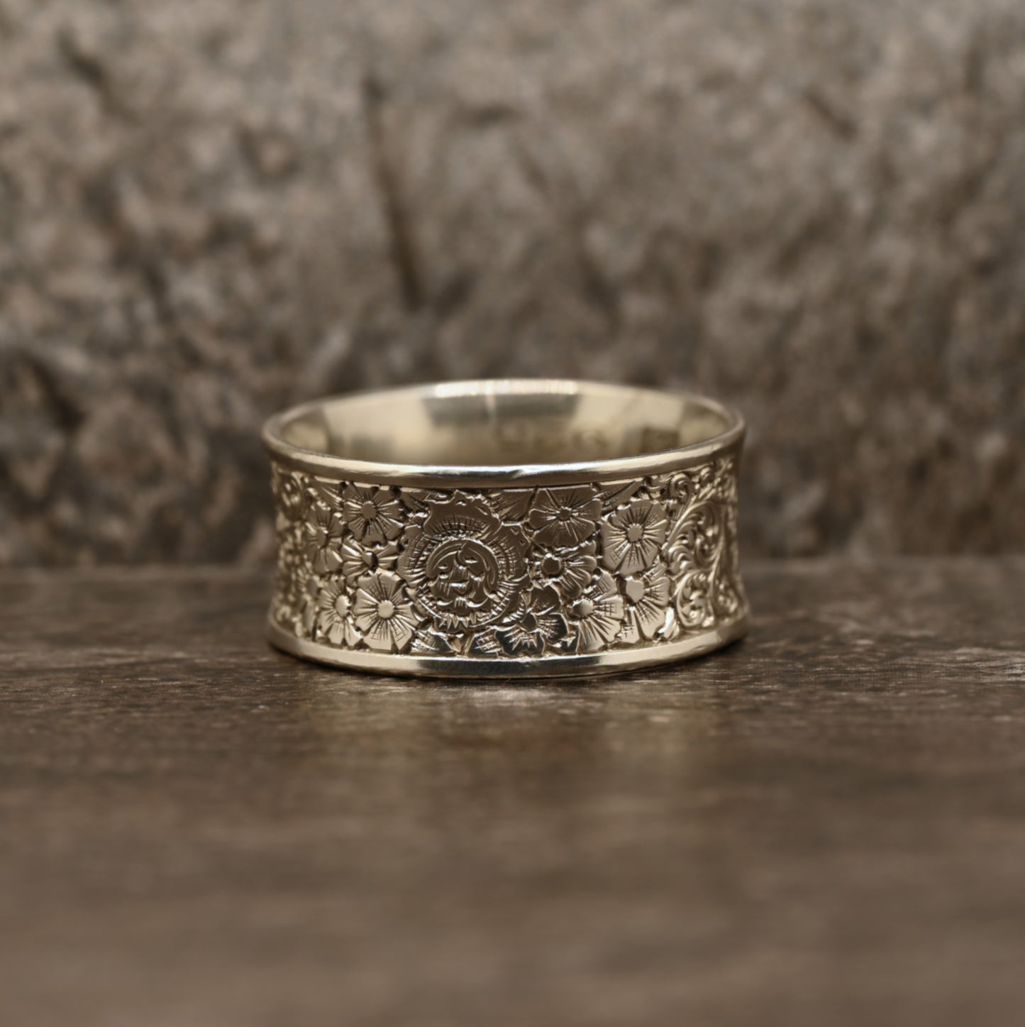 Floral Scroll Engraved Ring
