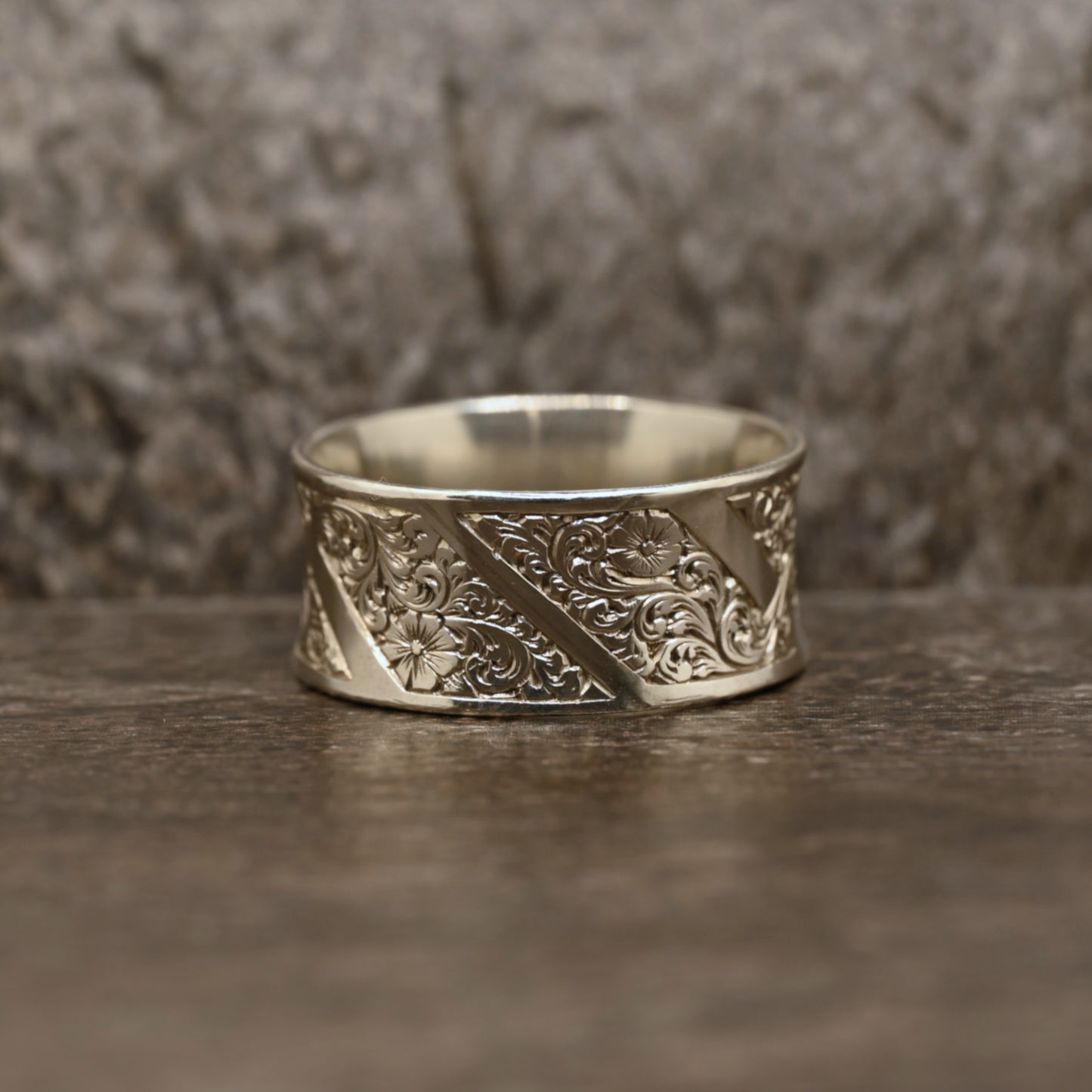 Floral Scroll Engraved Ring