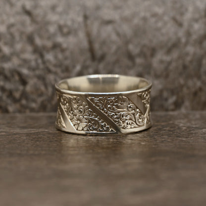 Floral Scroll Engraved Ring