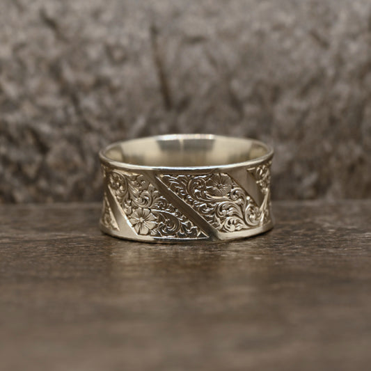 Floral Scroll Engraved Ring