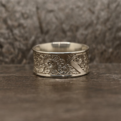 Floral Scroll Engraved Ring