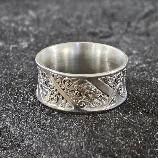 Floral Scroll Engraved Ring