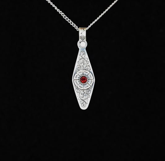 Garnet Flower Pendant