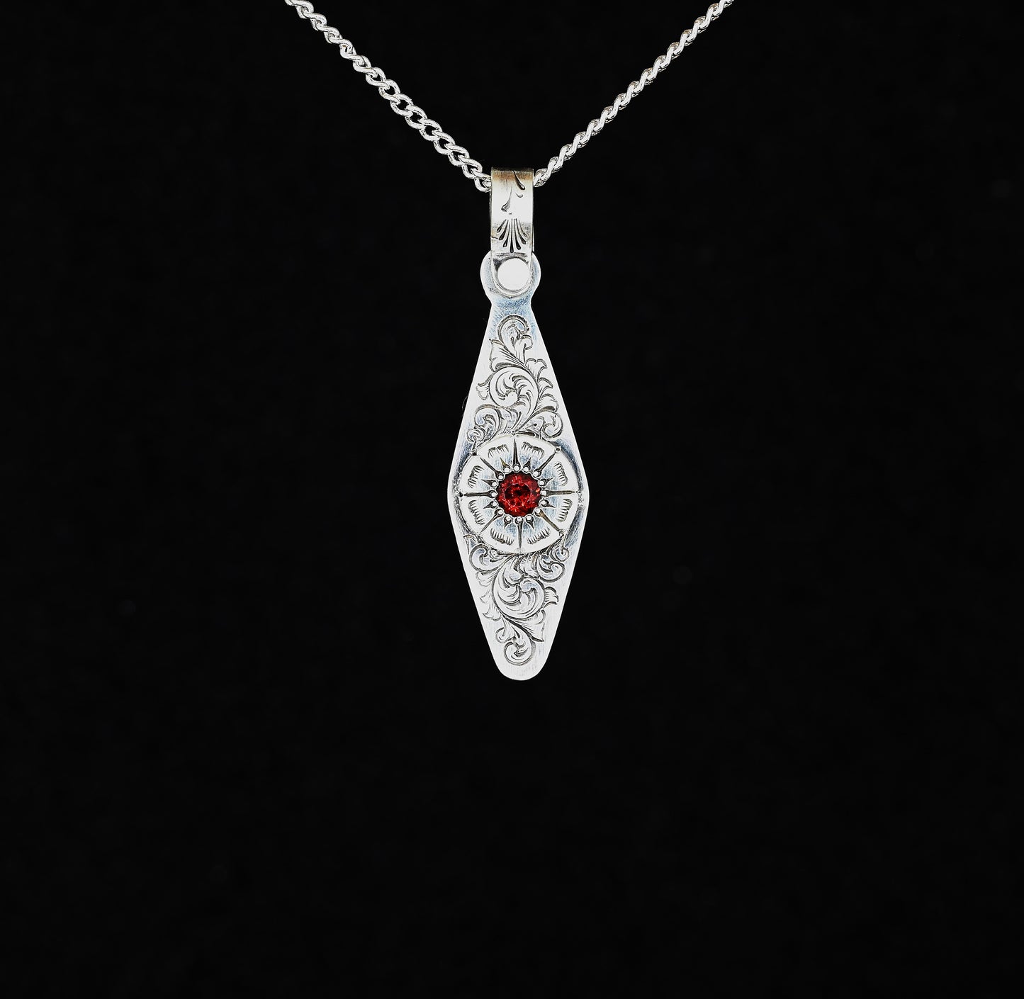 Garnet Flower Pendant