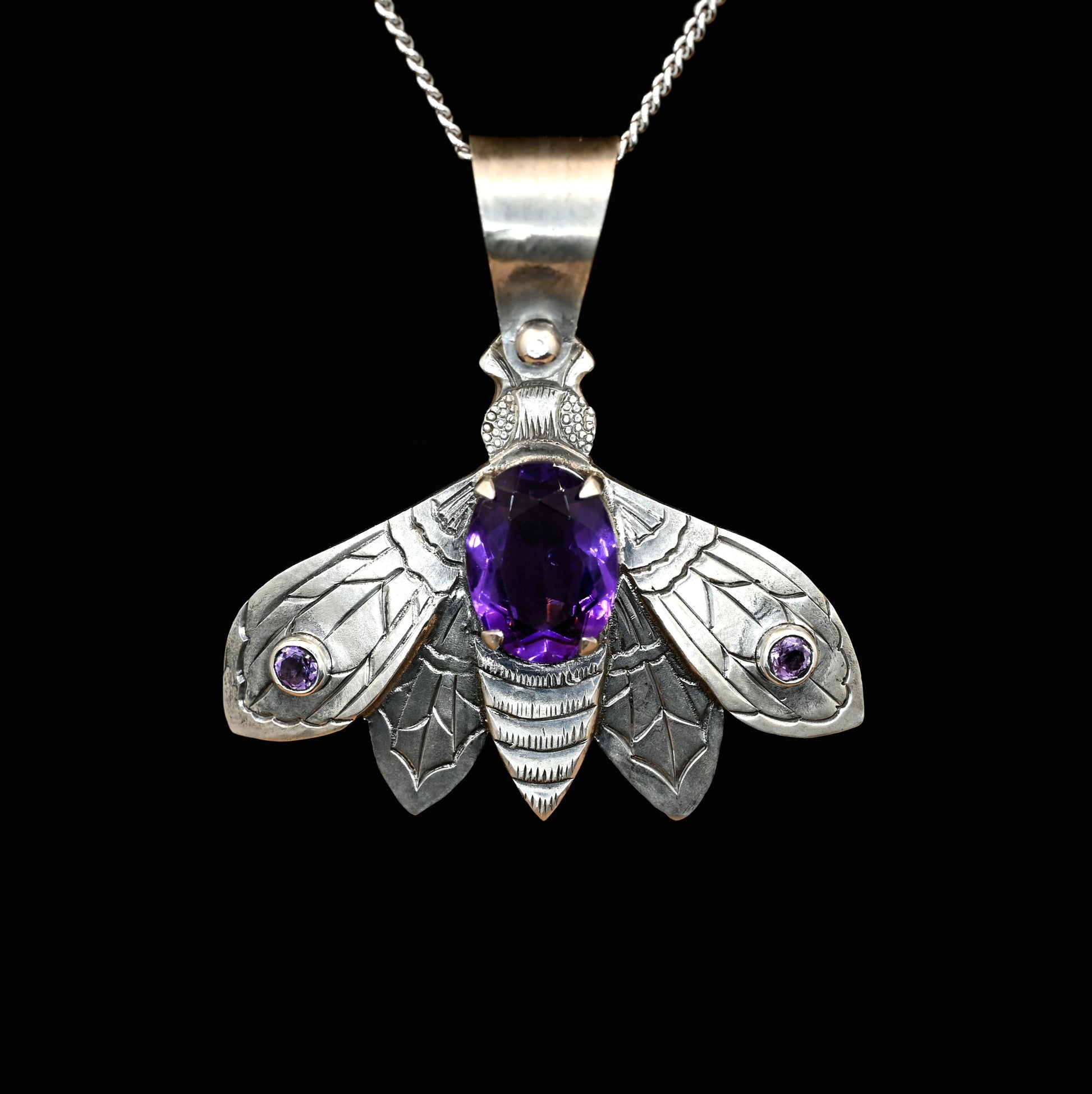 Moth with Amethyst Pendant