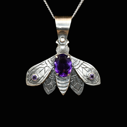 Moth with Amethyst Pendant