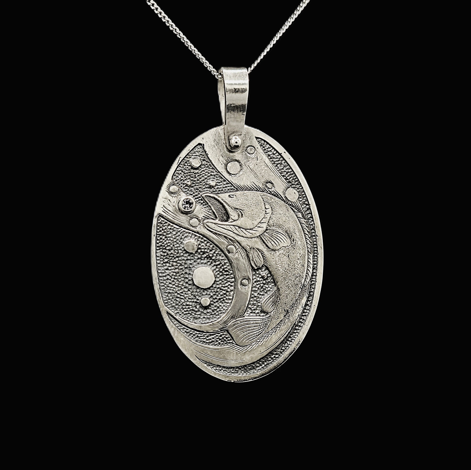 Hand Engraved Fish Pendant