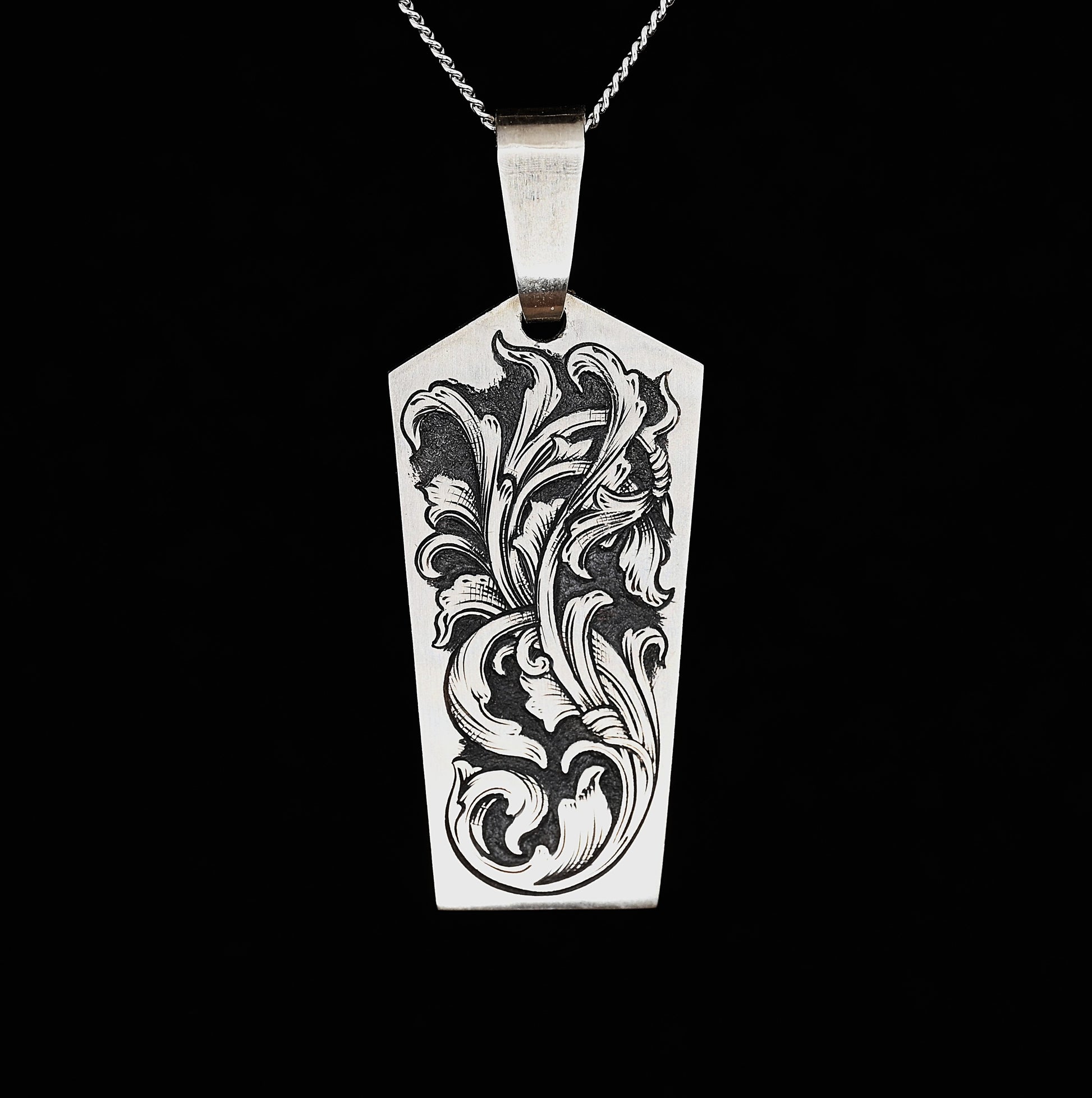 Hand engraved acanthus pendant jewellery