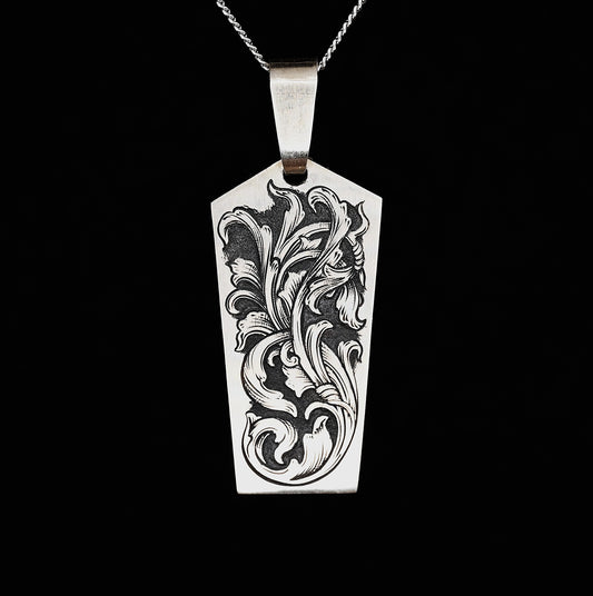 Hand engraved acanthus pendant jewellery
